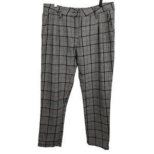 The Rockn Rev Trousers Pants Size 8 Black White Houndstooth Plaid Wool Blend